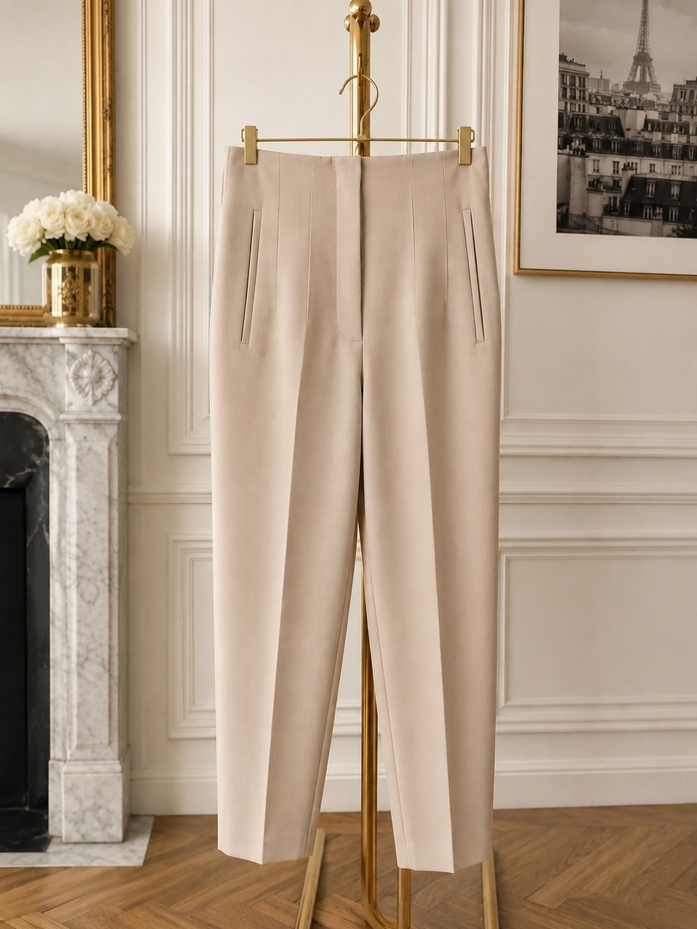 Zara Elegant High-Waisted Tailored Camel Dress Pants | Size XS
